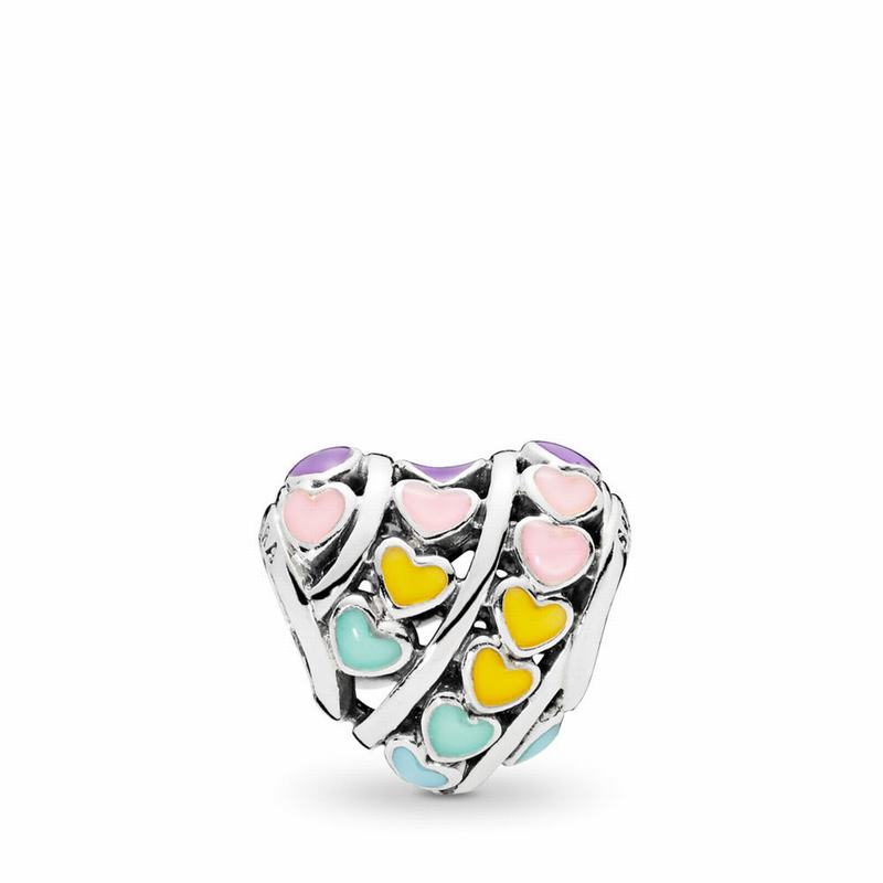 Pandora Rainbow Hearts Charm Europe - Sterling Silver/Enamel/Blue - 401852UIQ